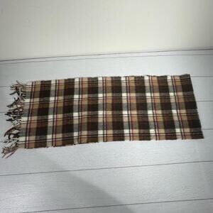 Manhattan Hat Company Brown Red Cream Plaid Fringe Scarf